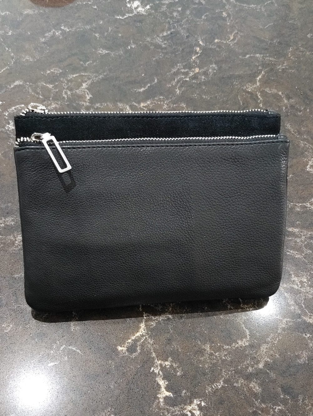 The White Company Double Zip Pouch Leather Crossbody Bag